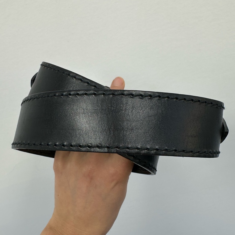 ⛔️SOLD⛔️Losco Of Paris Vintage Black Leather Belt Silver Tone Hardware Adjus - Picture 8 of 14